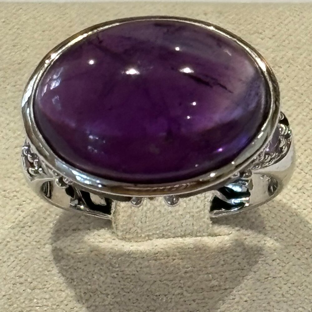 David Sigal Amethyst Sterling Silver Cocktail Ring